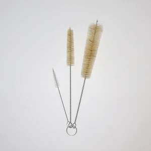 3Pcs Natural Bristle Stainless Steel Cleaning Brushes With Hanging Loop Anti-Scratch & 2 In 1 For Bottle
