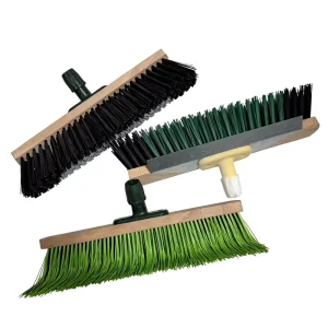 3PcsSet Heavy Duty Wooden Floor Broom Head PP Broom Head 40CM 2 in 1 Industrial Push Broom Scraper Bi Color Bristles Patio