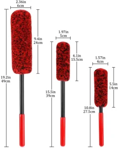 3pcs Auto Car Wheel Hub Cleaning Brush with Flexible Long Handle Premium Microfiber Car Rim Tyre Wheel Brushes