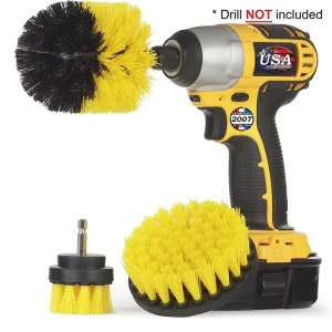 3pcs Industrial PP Drill Cleaning Scrubber Brush Set Handle Customizable OEM for Kitchen Car Floor Cleaning Household Use