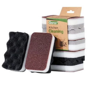 3pcs pack Emery Sponge Wave Shape With Scouring Pad Non Scratch Dishwashing Kitchen Household Cleaning Scrubber Sponges for Pot