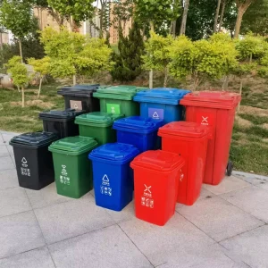 4 Colors Recycling Bins Station for School EU EN840 Plastic Bin 50 Ltr Bin With or Without Wheel Trash Can House Hold