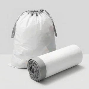 4 Gallon Strong Drawstring HDPE Trash Bags 0.6mil Thick Disposable Customizable Household Use Bin Liners