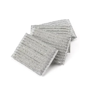 4 Pack Custom Silver Sponge Scourer Pad Tools for Efficient Pot Cleaning