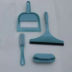 4 Pack Household Cleaning Kit with Mini Broom Dustpan Water Squeegee Hand Scrub Brush and Shoe Brush