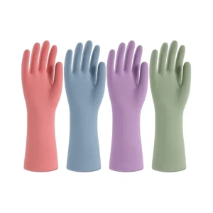 4 Pairs Reusable Rubber Cleaning Gloves Colorful Dishwashing Gloves with Non Slip Grip for Household Cleaning by Women and Men