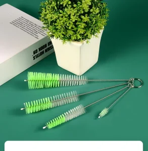 4 Piece Multifunctional Kitchen Cleaning Brush Set Hand Held Bottle Brush Glass Cup Cleaning Brush Stainless Nylon