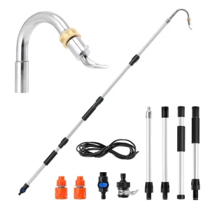 4 Section Roof Gutter Cleaning Tool Lightweight Adjustable Silver Telescopic Gutter Brush with 1.7m Aluminum Alloy Pole