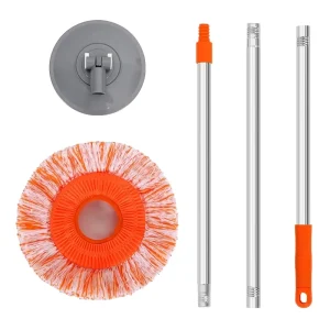 4 Sections Connected Pole Cleaning Mop Mops for Floor Cleaning with Reusable Head Wall Mop for Household Cleaning