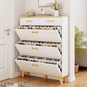 4 Tiers Entryway Entrance Home Furniture Wooden Slim Shoe Rack Storage Cabinet Organizer Shoe Cabinet for Home