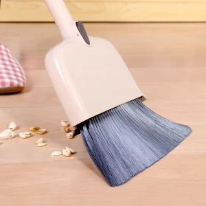 4 in 1 Multi Purpose PET Broom & Dustpan Set with Long Handle Self Cleaning Teeth Iron Dustpan for Home Floor Sweeping
