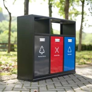 4 in 1 Outdoor Trash Can Stainless Waste Bin with Ashtray