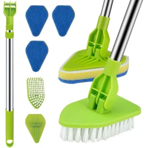 4 in 1 Telescopic Multi use Chenille Duster Cleaning Plastic Sponge Bathtub Washer Cleaner Kitchen Brush Scrubber