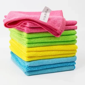 40*40cm 100% Polyester Microfiber Reusable Cleaning Cloth Warp Knitted Square Plain Style for Car and Kitchen Use