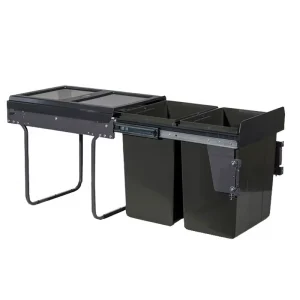 40L Pull Out Built In Kitchen Rectangular Plastic & Iron Storage Bucket Pressing Type Eco Friendly Garbage Trash Bin