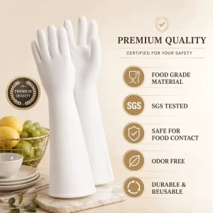 40cm Extra Long Disposable Nitrile Gloves Food Grade Waterproof Stretch Kitchen Dishwashing Household Cleaning Gloves