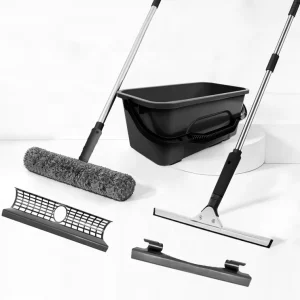 40kg 12L Heavy-Duty Commercial Cleaning Bucket Set with Telescopic Pole and Squeegee Ideal for High-Rise Window Cleaning