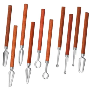 420J Stainless Steel Carving Knife Set with Red Sandalwood Handles 10-Piece