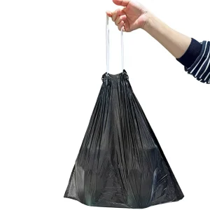 45*50cm Black Disposable HDPE Drawstring Garbage Bags Kitchen Trash Bag Plastic Wastebasket Can Liners for Toilet Home Office