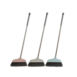 45 Degree Angled Steel Handle Plastic Broom 125cm Long for Pet Friendly Garden and Street Cleaning