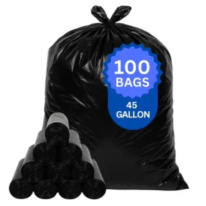 45Gallon Disposable Black HDPE Thick Convenient Cleaning Flat Top Garbage Bags on Roll for Household Use Yanji Brand