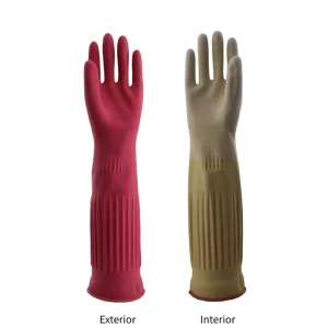 45cm 125g Lining Flocking Latex Waterproof Comfortable Thickened Extended Rubber Dishwashing Gloves Soft Reusable