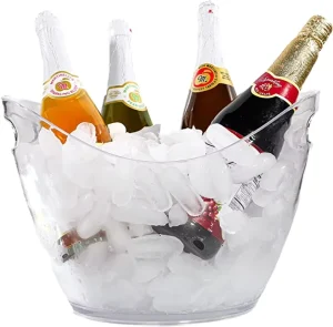 4L Customized Clear Plastic Ice Bucket for Party Use Oval Shape Beer Cooler