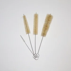 4PC Natural Bristle Food-Grade Stainless Steel Cleaning Brushes with Anti-Scratch Hanging Loop