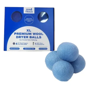 4PK Premium Natural Fabric Softener Reusable Blue Wool Balls for Washing & Drying Laundry Premium Laundry Ball & Discs