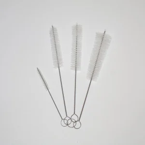4Pcs White Plastic Stainless Steel Nylon Cleaning Brush Set with Soft Bristles Anti-Scratch Teapot Test Tube Baby Straw Brushes