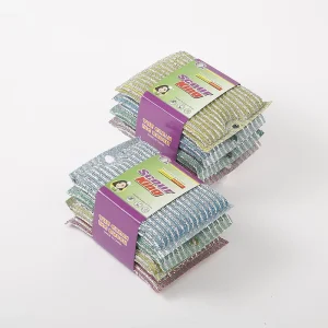 4pcs Multi Color Eco Friendly Soft Reusable Double Sided Scouring Foam Pads Dishwashing Sponge
