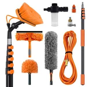 4pcs Telescopic Window Cleaning Kit Efficient Solar Panel Window Washing Tool with Water Fed Pole Solar Brush