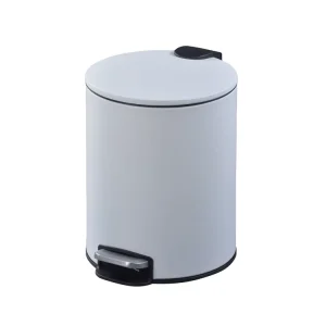 5 Liter Indoor Pedal Waste Bins Household Soft Close Pedal Bin 12 Liter White Round Trash Can