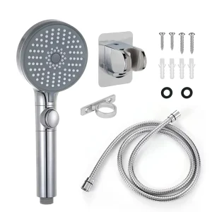 5 Modes Chrome RV Shower Head Set Water Saving Handheld Shower Kit With Pause Switch Power Wash Easy Installation