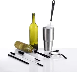 5 Pack Bottle Cleaning Brush Set Long Handle Black Bottle Cleaner for Washing Narrow Wine Beer Tumbler Sport Well Cleaning Brush