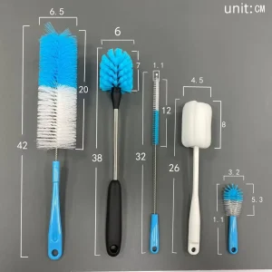5 Pcs Furniture Narrow Mouth Sports Water Glass Cleaner Set Long Handle PP Nylon Eco Friendly Soft Bristles Baby Bottle Brushes