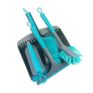 5-Piece Household Cleaning Kit with Floor Brush, Window Squeegee, and Soft-Bristle Laundry Brush
