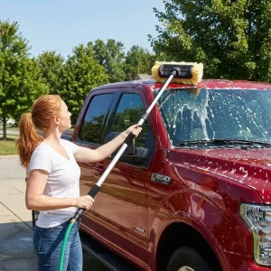 5 Surface Water Fed Non Motorized Car Wash Brush Extendable Aluminum Pole Soft Bristle Roof Exterior Cleaning