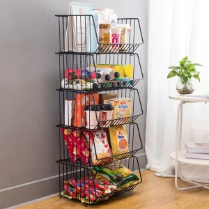 5-Tier Standing Metal Fruit and Vegetable Basket Storage Rack