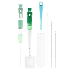 5 in 1 Eco Friendly Water Bottle Cleaning Kit 5 Pack PP Material Brush Set with Removable Nipple Brush & 3 Straw Cleaners