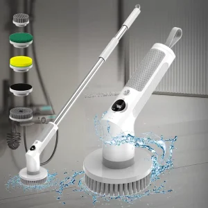 5 in 1 Long Handled Retractable Electric Mop Scrubber Cordless Electric Cleaning Brush for Kitchen and Car Plastic Spin Scrubber