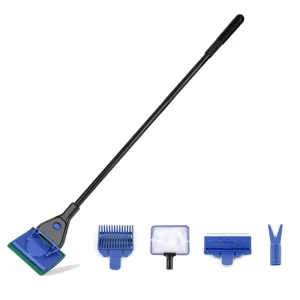 5-in-1 Plastic Aquarium Cleaning Tool Set Telescopic Long Handle Fish Tank Algae Scraper Brush
