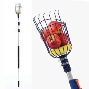 5.5 Meters High Reach DIY Adjustable Telescopic Aluminum Fruit Picker for Garden Use Farm Apple Picking Garden Accessories
