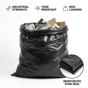 50 Gallon Customized PE Recyclable Multipurpose Kitchen Black Trash Liner Eco Friendly Packaging Trash Bags for Household Use