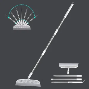 50 inch Magic PP Lengthened Floor Cleaning Squeegee with Aluminum Dustpan for Pet Hair Dust Bathroom Wiping Household Use