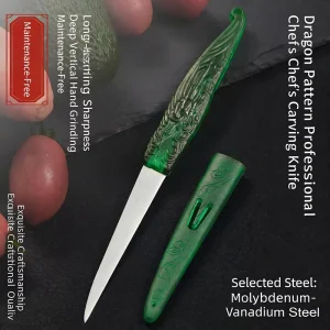 50Cr15MoV Molybdenum Vanadium Steel Utility Carving Knife Dragon Transparent Handle