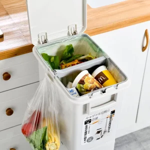 50L Large Capacity 2 Layer Plastic Waste Bins for Household Kitchen Bathroom Office Indoor Use