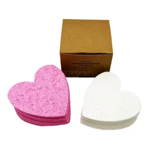 50pcs 100% Natural Compressed Cellulose Facial Sponges Heart Shape Biodegradable Scouring Pads