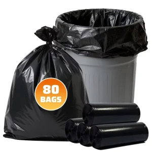55-60 Gallon Trash Bags 80 Count HDPE Durable Tear-Resistant Trash Can Liners Garbage Bag for Household Waste