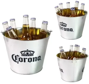 5L Round Galvanized Metal Tin Ice Bucket for 6 Bottles Beer for Sales Promotion Items